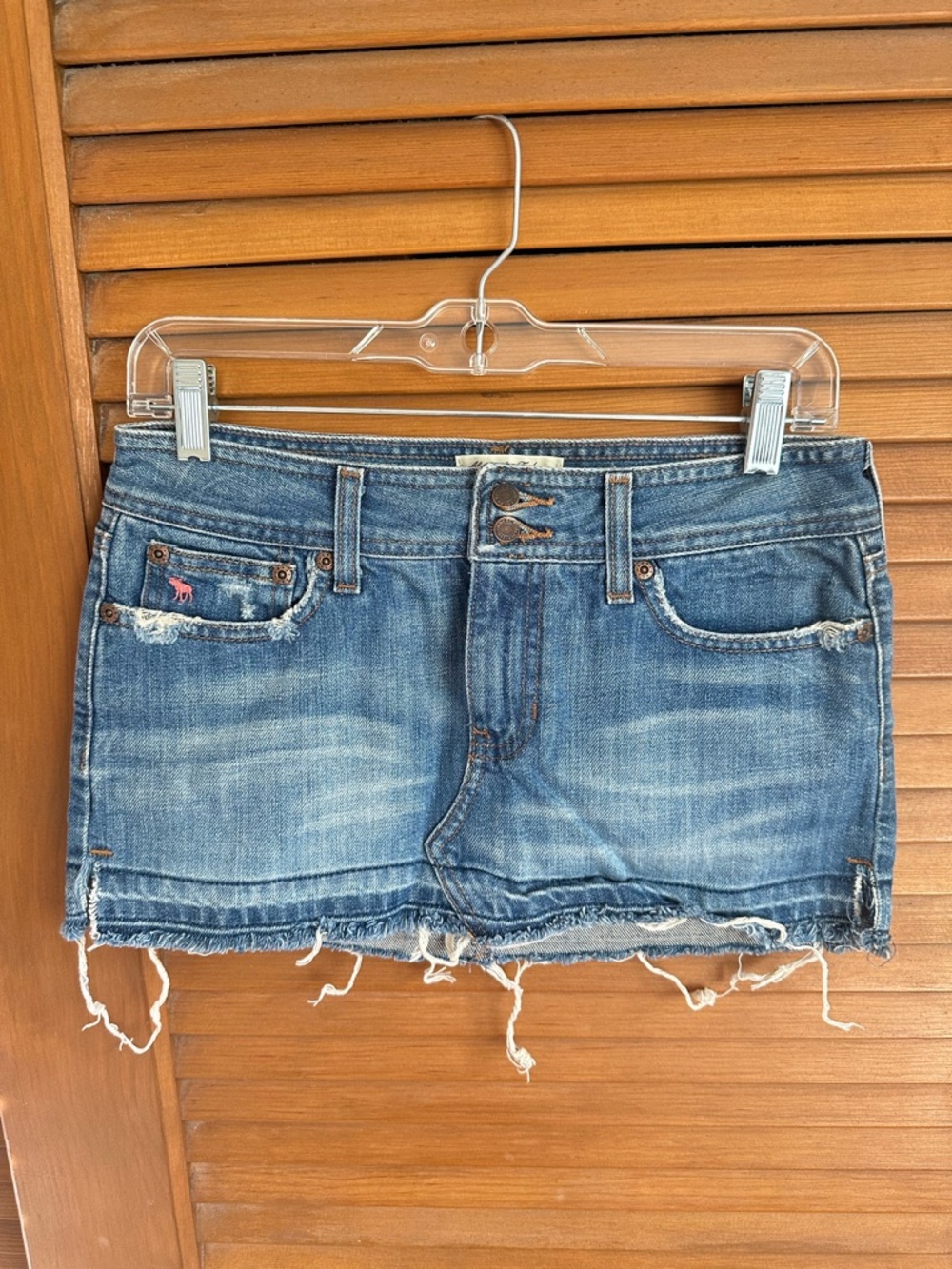 Y2K Abercrombie & Fitch Blue Distressed Denim Mini Skirt